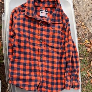 OshKosh B'gosh Kids Plaid Button-Down Shirt - Navy and Orange
